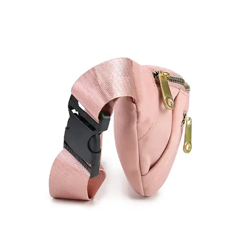 Elegant Multi-Pocket Waist Bag with Gold Zipper Accents